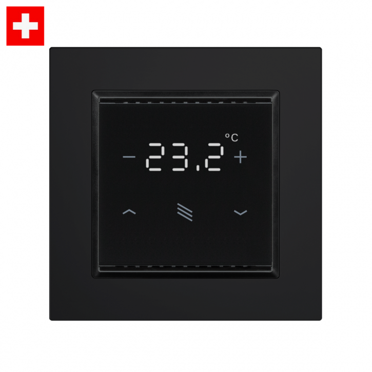 Elsner 70993 Cala KNX T 201 Sunblind CH, black 9005, Glastaster, Raumtemperaturregler, Beschattung, Swiss-Edition
