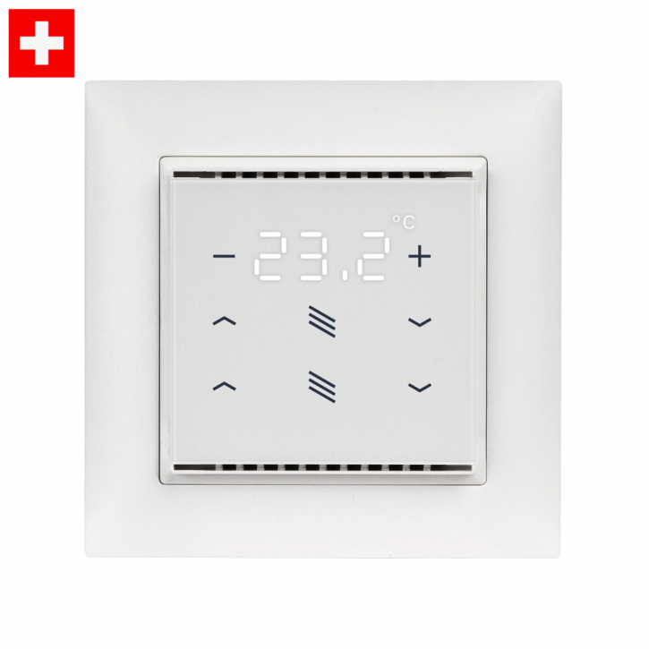 Elsner 71051 Cala KNX T 202 Sunblind CH, white 9010, Glastaster, Raumtemperaturregler, Beschattung, Swiss-Edition