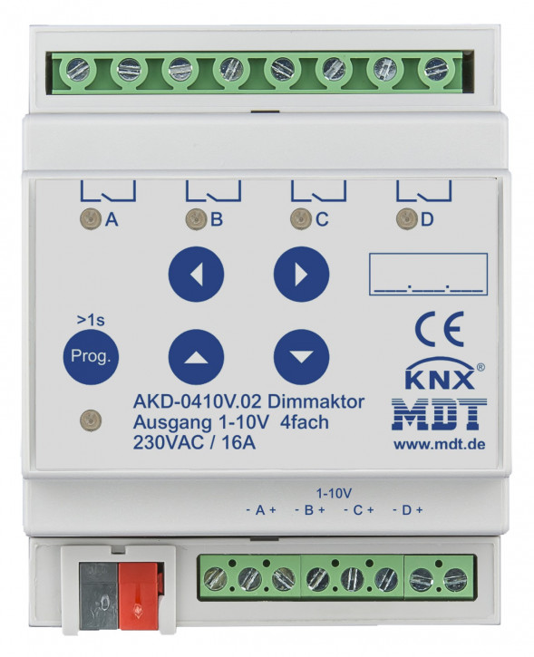 MDT AKD-0410V.02 Dimmaktor 4-fach, 4TE, REG, 1-10V, mit RGBW
