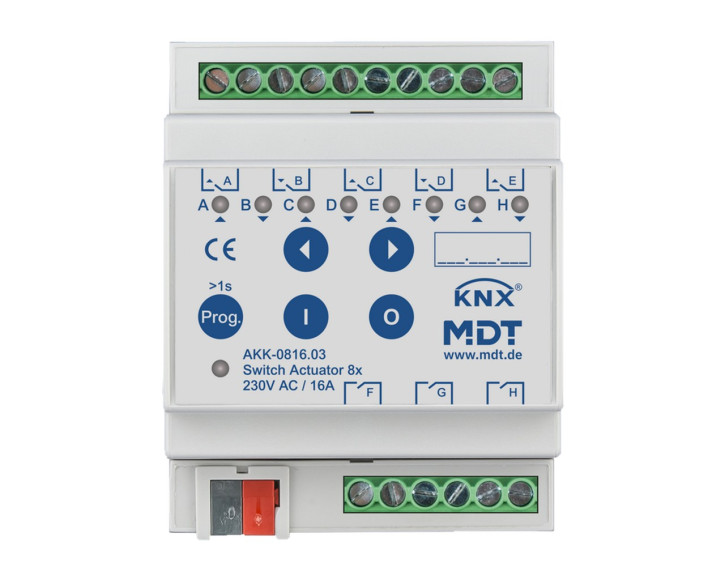 MDT AKK-0816.03 KNX-Schaltaktor 8-fach, 4TE REG, 16A, 230VAC, Kompakt