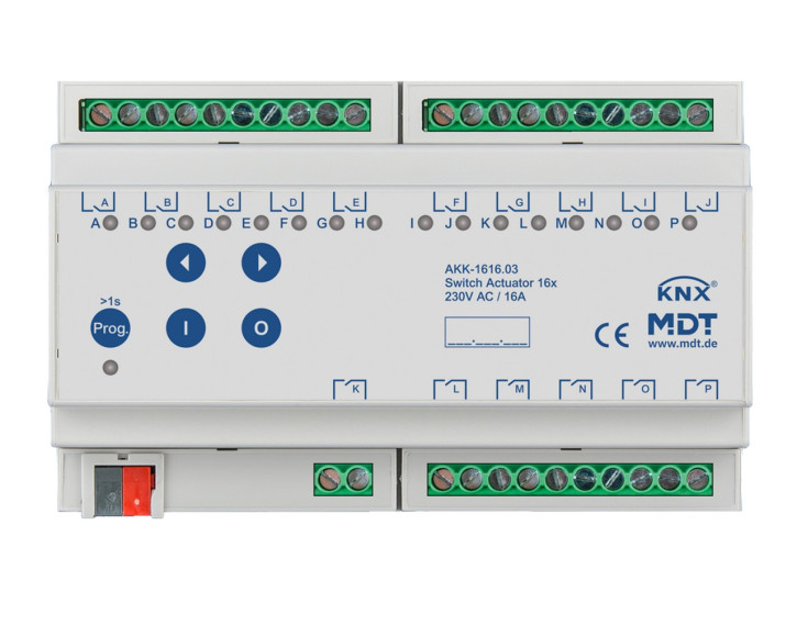 MDT AKK-1616.03 KNX-Schaltaktor 16-fach, 8TE REG, 16A, 230VAC, Kompakt