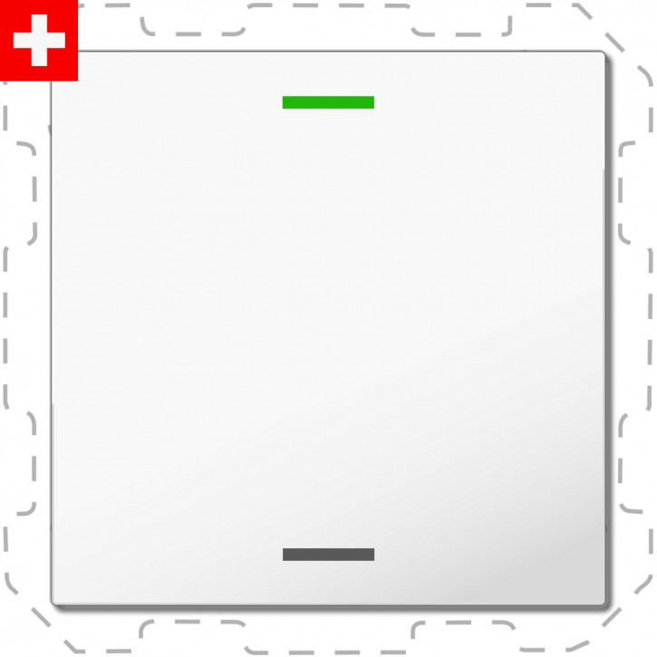 MDT BE-TAL600111.01 "Swiss-Edition" Taster Light 60 1-fach, RGBW, Reinweiß glänzend, Ausführung NEUTRAL mit 1 Tastenpaar, 2 Tasterflächen Integrierter Busankoppler