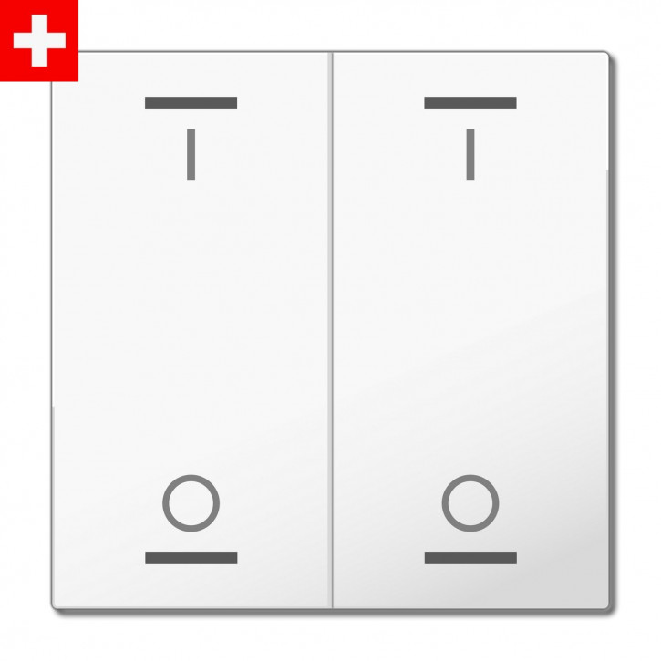 MDT BE-TAL60W211.B1 "Swiss-Edition" Wippenset für Taster Light 60-CH 2-fach, Reinweiß glänzend, Ausführung "Beleuchtung"
