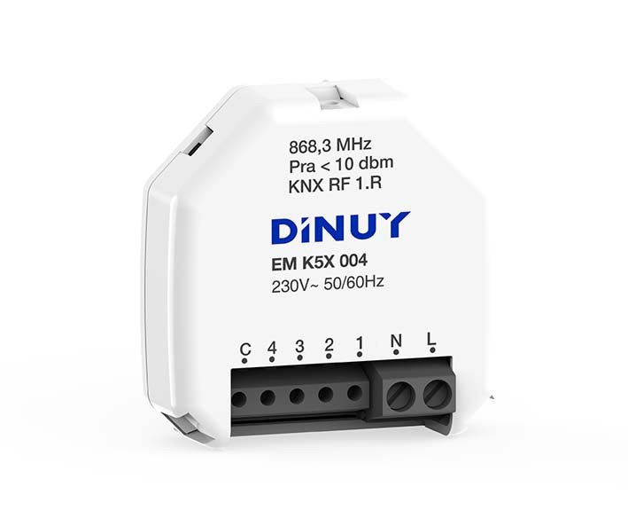 DINUY-EM K5X 004 KNX RF S-Mode Funk-Sender 230V mit 4 digitalen oder analogen Eingängen, UP Unterputz