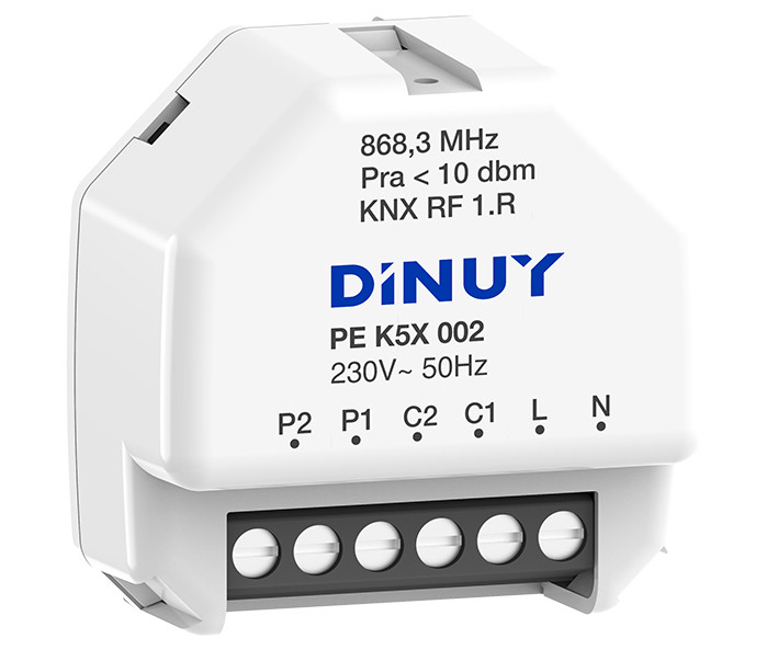DINUY-PEK5X002 KNX RF S-Mode Funk-Kombiaktor 2 Kanal Schalten oder 1 Kanal Jalousie