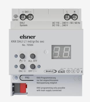 ELSNER 70584, KNX DALI L1 ind/gr/bc sec, KNX-DALI-Schnittstelle 1×64, Weiß/RGB-Steuerung, KNX-Schnittstelle zur DALI-Lichtsteuerung (KNX-DALI-Gateway) für Tunable White, Lichtfarbsteuerung, Lichtszenen