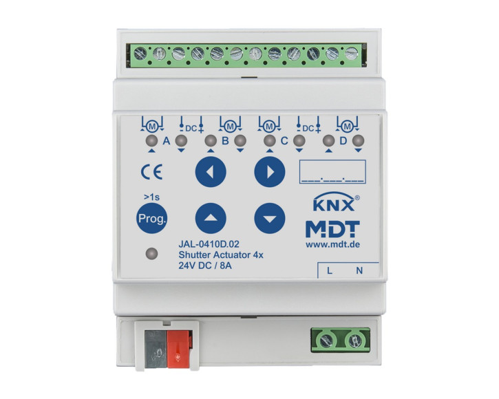 MDT JAL-0410D.02 KNX Jalousieaktor 4-fach, 4TE, 24VDC, 8A (Polwender)