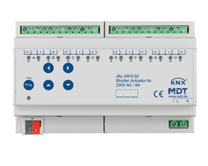 MDT JAL-0810.02 KNX Jalousieaktor 8-fach, 8TE, REG, 10A, 230VAC
