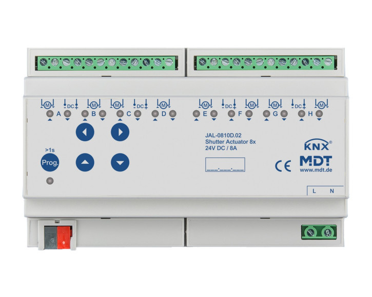 MDT JAL-0810D.02 KNX Jalousieaktor 8-fach, 8TE, 24VDC, 8A (Polwender)