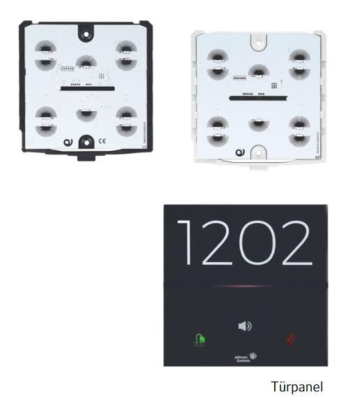 Johnson-Controls - GRESCDPJ01-KNX - KNX-Busankoppler für Hotel-Türpanel, Glas-Touch-Taster, 10x Touchtaster, 10x LED, RGB-Ambient-Light, Zimmernummer, Klingel, Anwesend, Abwesend, RTR integriert, weiss