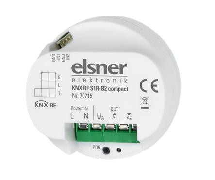 Elsner 70715  KNX RF S1R-B2 compact Multifunktionaler Funk Aktor, 2 Binäreingänge, 5 A, maximal 270 V AC/30 V DC