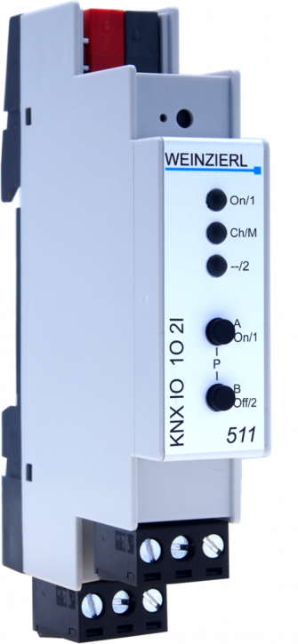 Weinzierl 5232 KNX IO 511, KNX Schaltaktor mit Binäreingang, 1 Ausgang, 2 Eingängen, Logik- und Timerfunktionen - 1TE (18mm)
