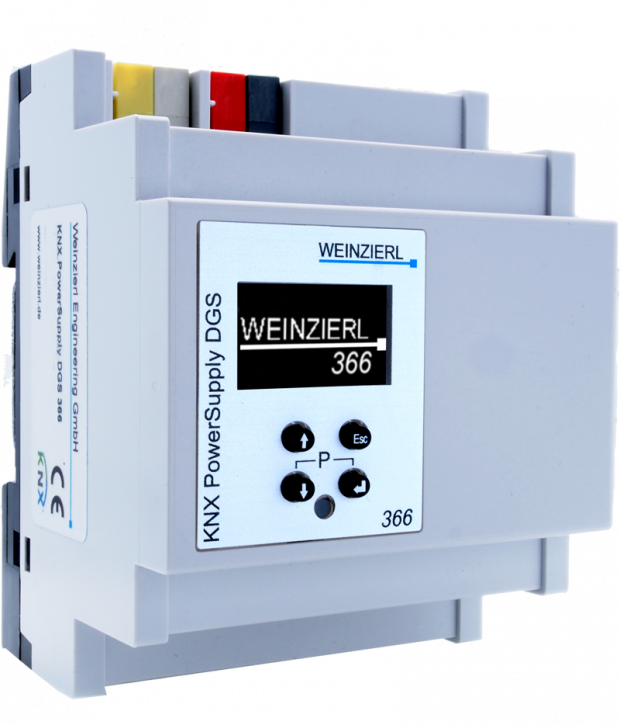 Weinzierl 5207 DGS 366 KNX Spannungsversorgung 230V, 640mA mit Diagnose- und Logikfunktionen / OLED Display - 4TE (72mm)