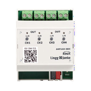 Lingg&Janke 79232SEC A4F16H-SEC KNX Secure Schaltaktor 4-fach, Handbedienung, 4 TE  Schaltleistung 16A 250 VAC, C-Last 200µF