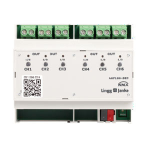 Lingg&Janke 79234SEC A6F16H-SEC KNX Secure Schaltaktor 6-fach, Handbedienung, 6 TE  Schaltleistung 16A 250 VAC, C-Last 200µF