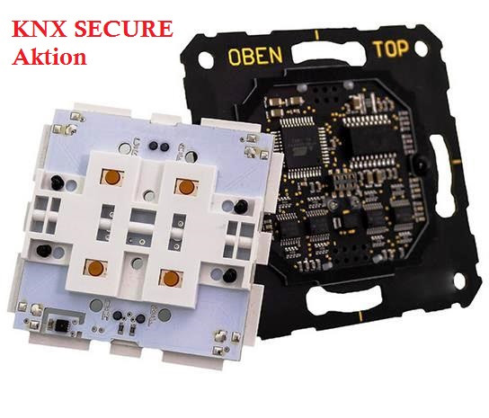 Lingg&Janke 87860SEC TA4F55-BCU-SEC KNX Secure UP Tastsensor 4fach 55x55mm, 4 Binär Ein- / Ausgänge, inkl. KNX Secure Busankoppler  ohne Wippen, Abdeckrahmen und Anschlusskabel