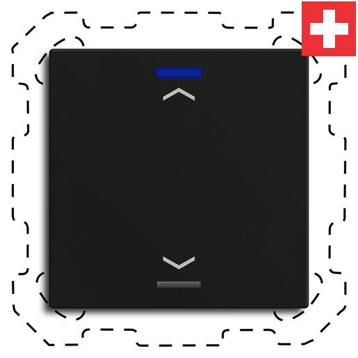 MDT BE-TAL600116.A1 "Swiss-Edition" Taster Light 60 1-fach, RGBW, Schwarz, Ausführung "Jalousie" mit 1 Tastenpaar, 2 Tasterflächen Integrierter Busankoppler