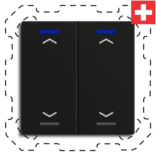 MDT BE-TAL600216.A1 "Swiss-Edition" Taster Light 60 2-fach, RGBW, Schwarz, Ausführung "Jalousie" mit 2 Tastenpaare, 2 Tasterflächen Integrierter Busankoppler