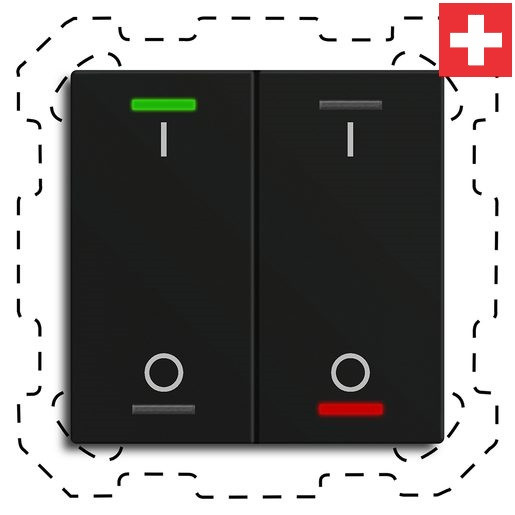 MDT BE-TAL600216.B1 "Swiss-Edition" Taster Light 60 2-fach, RGBW, Schwarz, Ausführung 1/0 mit 2 Tastenpaare, 2 Tasterflächen Integrierter Busankoppler