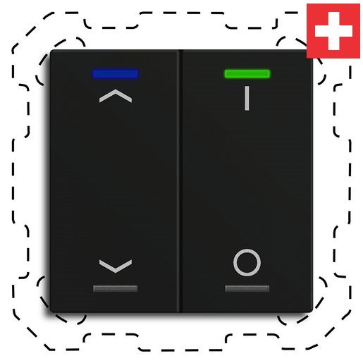 MDT BE-TAL600216.C1 "Swiss-Edition" Taster Light 60 2-fach, RGBW, Schwarz, Ausführung "Jalousie, 1/0" mit 2 Tastenpaare, 2 Tasterflächen Integrierter Busankoppler