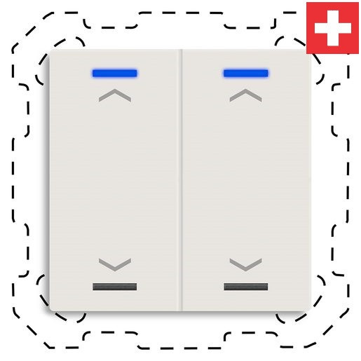 MDT BE-TAL60T211.A1 "Swiss-Edition" Taster Light 60 2-fach, RGBW, Reinweiß glänzend, Ausführung JALOUSIE mit 2 Tastenpaar, 4 Tasterflächen, mit Temperatursensor, Integrierter Busankoppler