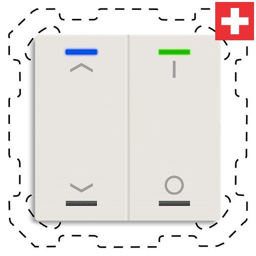 MDT BE-TAL60T211.C1 "Swiss-Edition" Taster Light 60 2-fach, RGBW, Reinweiß glänzend, Ausführung JALOUSIE/SCHALTEN mit 2 Tastenpaar, 4 Tasterflächen, mit Temperatursensor, Integrierter Busankoppler