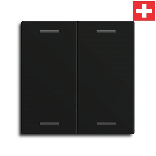 MDT BE-TAL60W216.01 "Swiss-Edition" Wippenset für Taster Light 60-CH 2-fach, Schwarz, Ausführung "Neutral"