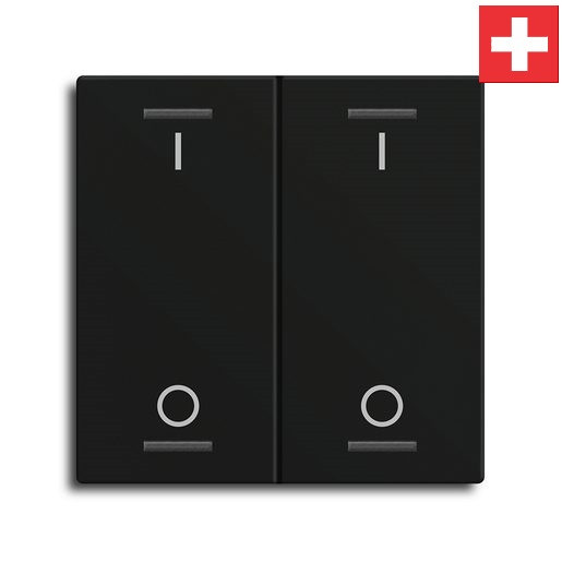MDT BE-TAL60W216.B1 "Swiss-Edition" Wippenset für Taster Light 60-CH 2-fach, Schwarz, Ausführung "Beleuchtung"
