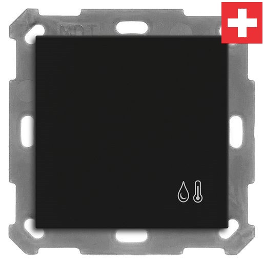 MDT SCN-RTR60O16.01 "Swiss-Edition" Objektregler mit Raumtemperatur- und Feuchtesensor Smart 60-CH, Schwarz, Integrierter Busankoppler