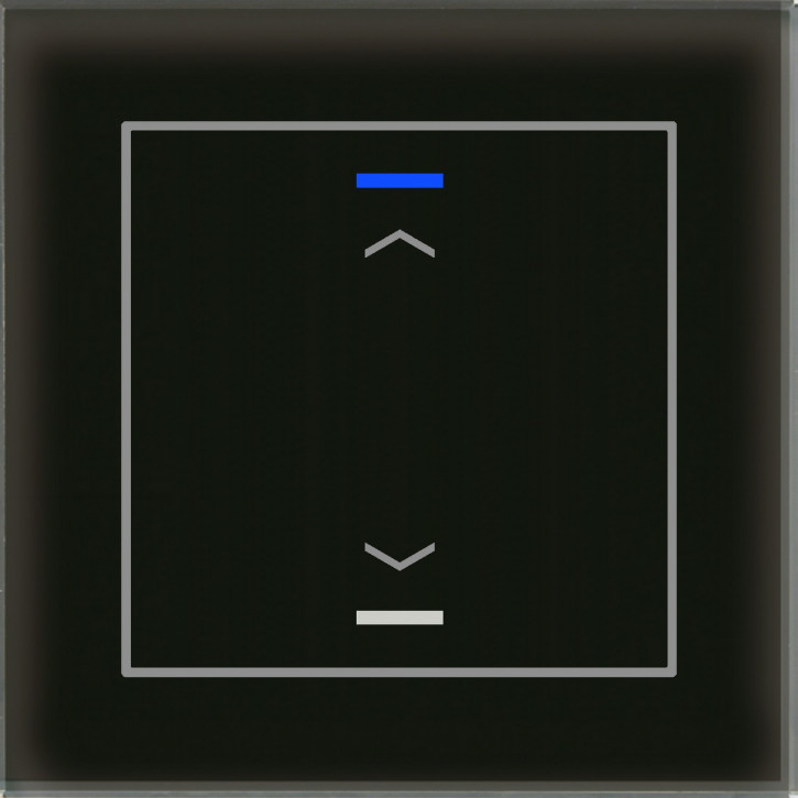 MDT BE-GTL10S.A1S KNX Glastaster II Light 1-fach, RGBW, Schwarz, Ausführung AUF/AB Symbol, mit 1 Tastenpaar, 2 Sensorflächen, integrierter Busankoppler
