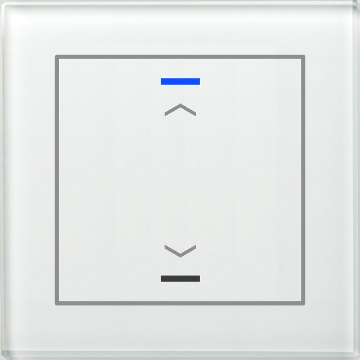 MDT BE-GTL10W.A1 KNX Glastaster II Light 1-fach, RGBW, Weiß, Ausführung AUF/AB Symbol, mit 1 Tastenpaar, 2 Sensorflächen, integrierter Busankoppler