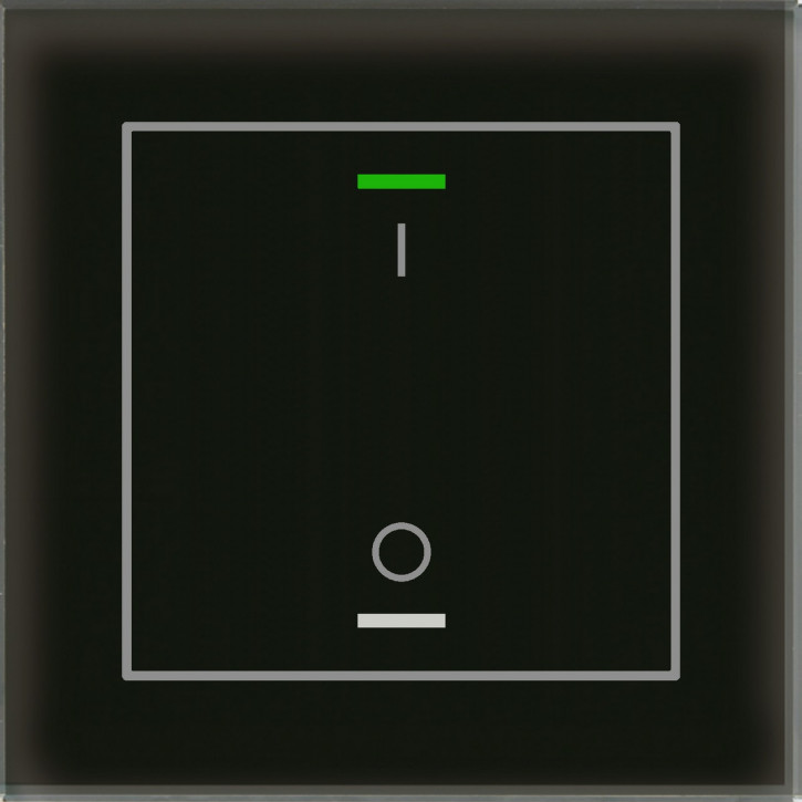 MDT BE-GTL1TS.B1 KNX Glastaster II Light 1-fach, RGBW, Schwarz, Ausführung I/O Symbol und Temperatursensor, mit 1 Tastenpaar, 2 Sensorflächen, integrierter Busankoppler