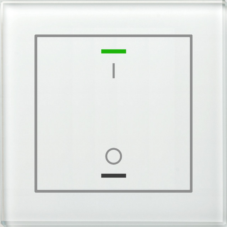 MDT BE-GTL1TW.B1 KNX Glastaster II Light 1-fach, RGBW, Weiß, Ausführung I/O Symbol und Temperatursensor, mit 1 Tastenpaar, 2 Sensorflächen, integrierter Busankoppler