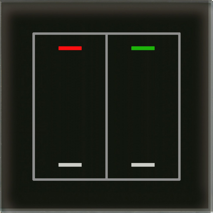 MDT BE-GTL20S.01S KNX Glastaster II Light 2-fach, RGBW, Schwarz, Ausführung NEUTRAL mit 2 Tastenpaar, 4 Sensorflächen, integrierter Busankoppler