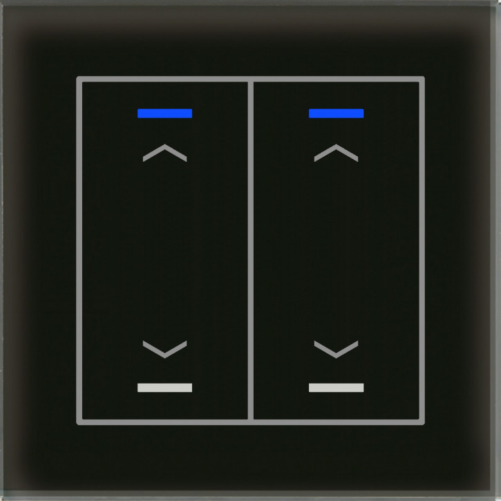MDT BE-GTL20S.A1S KNX Glastaster II Light 2-fach, RGBW, Schwarz, Ausführung AUF/AB Symbol, mit 2 Tastenpaar, 4 Sensorflächen, integrierter Busankoppler