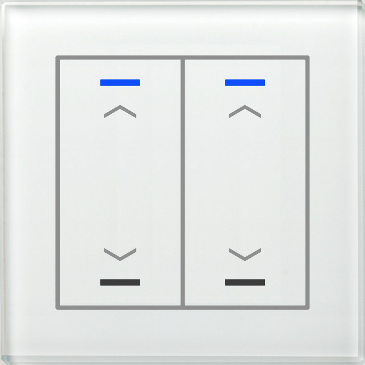 MDT BE-GTL20W.A1 KNX Glastaster II Light 2-fach, RGBW, Weiß, Ausführung AUF/AB Symbol, mit 2 Tastenpaar, 4 Sensorflächen, integrierter Busankoppler