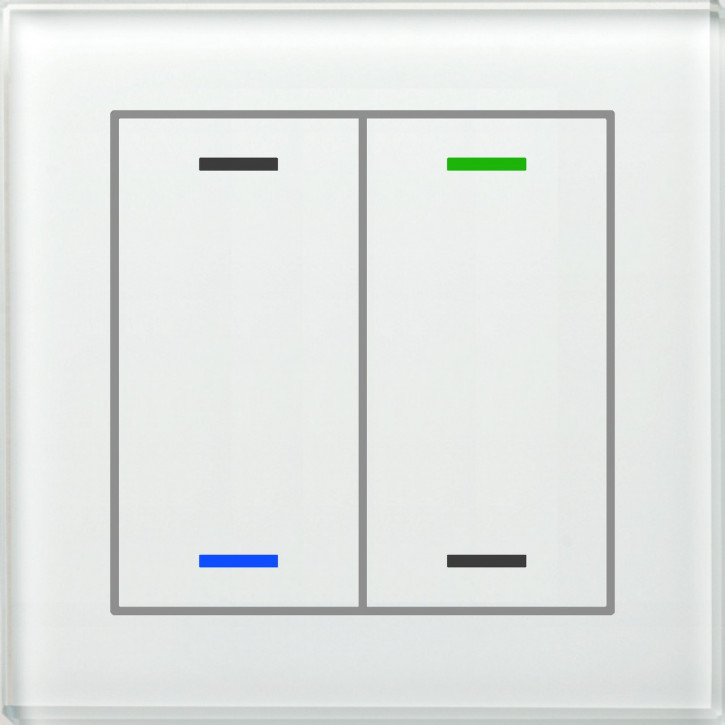 MDT BE-GTL2TW.01 KNX Glastaster II Light 2-fach, RGBW, Weiß, Ausführung NEUTRAL, mit Temperatursensor, mit 2 Tastenpaar, 4 Sensorflächen, integrierter Busankoppler