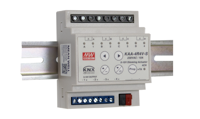 Meanwell KAA-4R4V-10-S KNX Schalt-/Dimmaktor 4-Kanal 1-10V 10A, KNX Data Secure