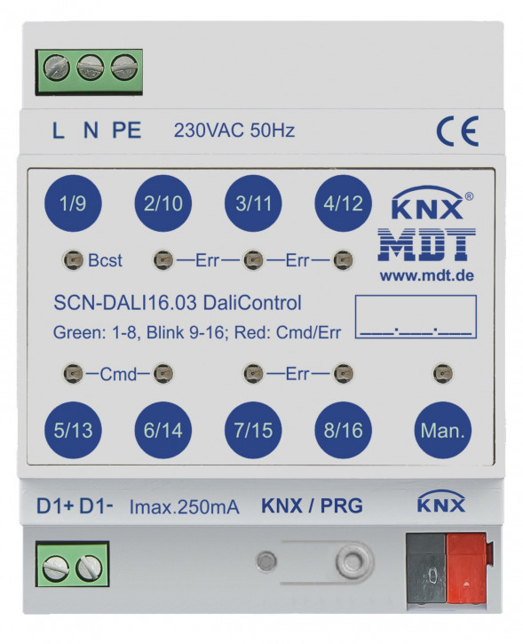 MDT SCN-DA641.04 DaliControl Gateway mit HSV-Farbraum ,4TE REG, DALI2 zertifiziert (Nachfolger für MDT SCN-DALI16.03)