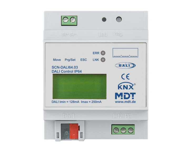 MDT SCN-DALI64.03 DaliControl IP Gateway mit Webinterface ,4TE, REG mit integr. Farbsteuermodul