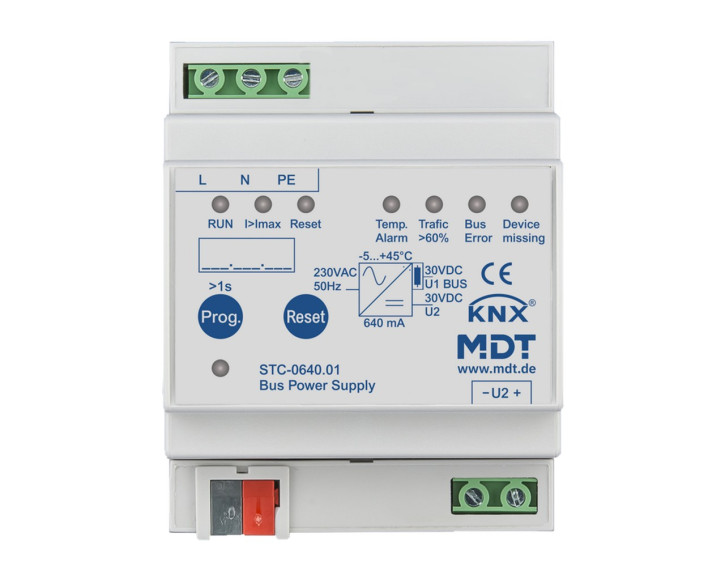 MDT STC-0640.01 Busspannungsversorgung mit Diagnosefunktion, 4TE REG, 640mA