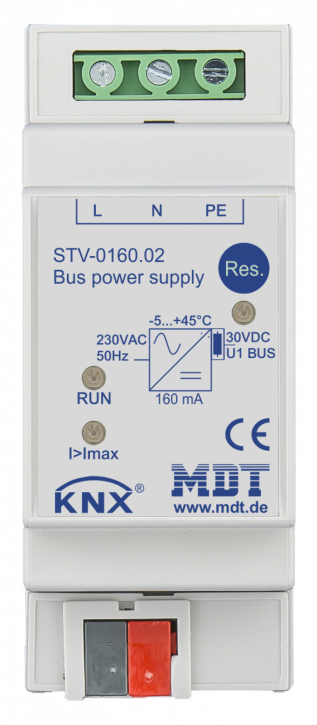 MDT STV-0160.02 Busspannungsversorgung, 2TE, REG, 160/320mA