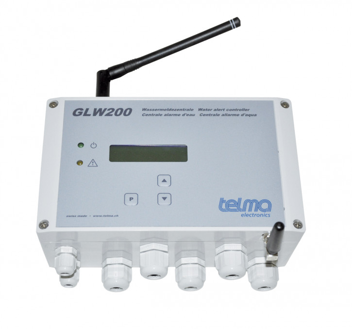 TELMA GLW200 Wassermeldezentrale für Funk- und kabelgebundene Sensoren