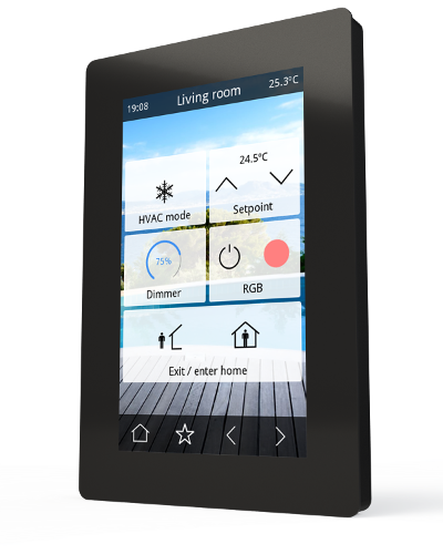 IDDERO VERSO schwarz, Raumbediengerät mit kapazitivem 4,3” Farb-Touchscreen