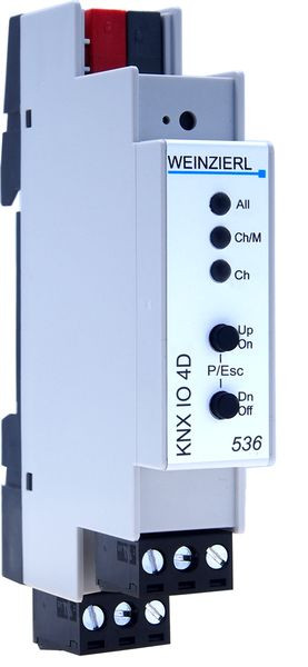 Weinzierl KNX IO 536 CC (4D), KNX Dimmaktor 4-fach Konstantstrom, 4 Konstantstrom-Ausgänge für LEDs / RGB, RGBW, Tunable White / 1 TE (18 mm)