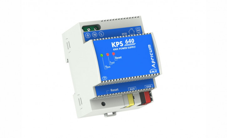 Apricum KPS640 - KNX Busspannungsversorgung 640mA mit Zusatzausgang, 4TE, REG